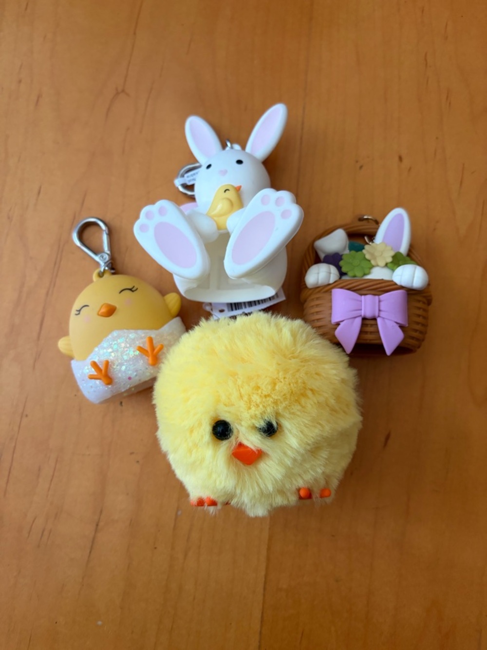Bath & Body Works chick and bunny hand sanitizer holders